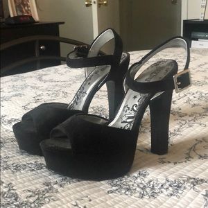 Faux suede platform heels